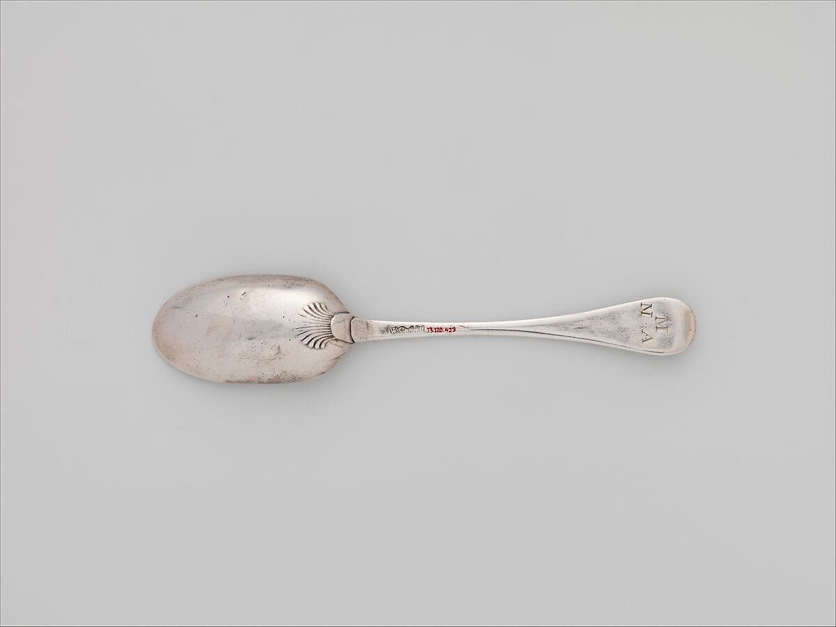 Table Spoon, William Cowell Jr. (1713–1761), Silver, American