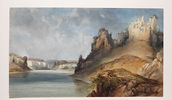 View of the Stone Walls, Karl Bodmer (Swiss, Riesbach 1809–1893 Barbizon), Watercolor and graphite on paper 