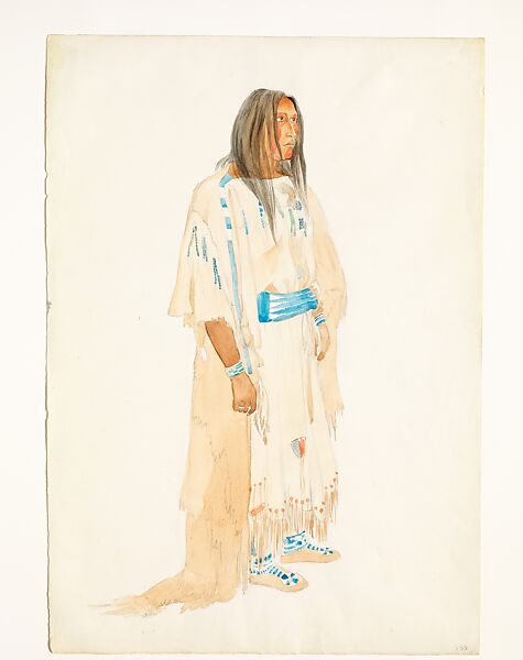 Piegan Blackfoot Woman, Karl Bodmer (Swiss, Riesbach 1809–1893 Barbizon), Watercolor and graphite on paper 