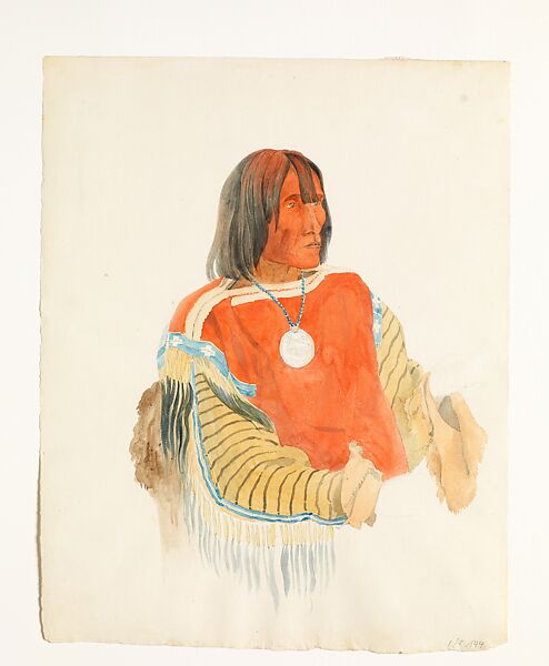 Stomíck-Sosáck, Kainai Blackfoot Chief, Karl Bodmer (Swiss, Riesbach 1809–1893 Barbizon), Watercolor and graphite on paper 
