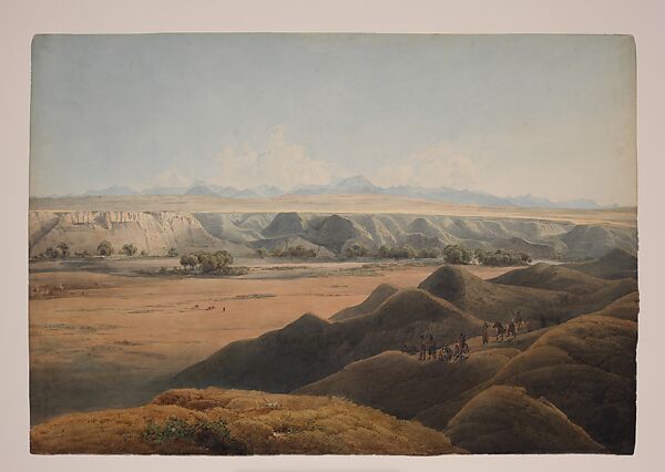 First Chain of Rocky Mountains above Fort McKenzie, Karl Bodmer (Swiss, Riesbach 1809–1893 Barbizon), Watercolor and graphite on paper 