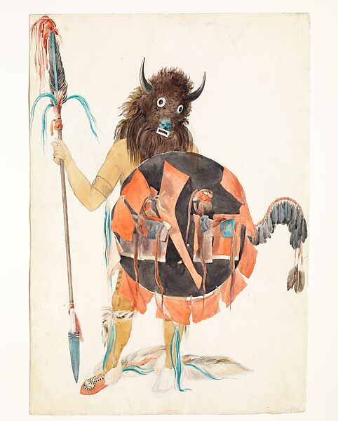 Leader of the Mandan Beróck-Óchatä, Karl Bodmer (Swiss, Riesbach 1809–1893 Barbizon), Watercolor and graphite on paper 