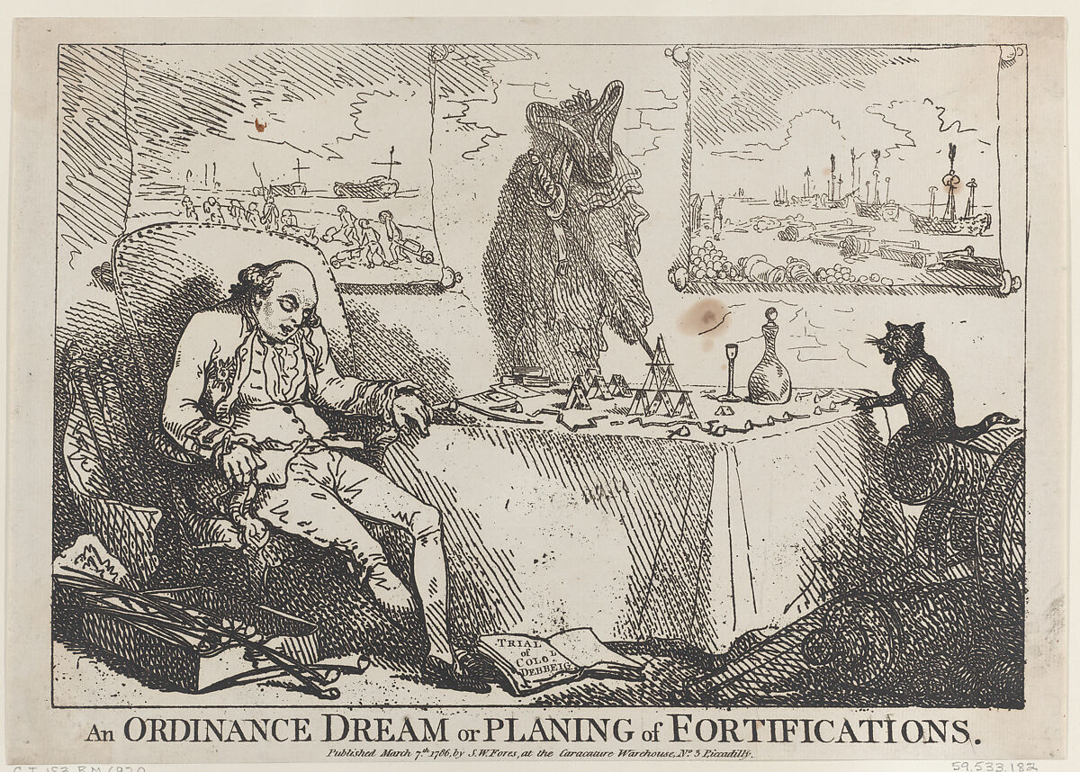 An Ordinance Dream or Planning of Fortifications, Thomas Rowlandson (British, London 1757–1827 London), Etching 