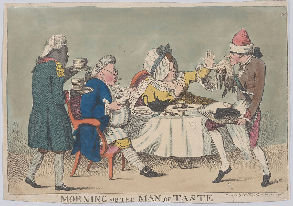 Morning, or, the Man of Taste, After Henry William Bunbury (British, Mildenhall, Suffolk 1750–1811 Keswick, Cumberland), Hand-colored etching with roulette 