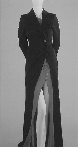 Evening ensemble, Ann Demeulemeester (Belgian, founded 1985), (a, b,c) wool; (d,e) synthetic fiber, Belgian 