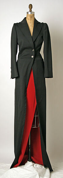 Evening ensemble, Ann Demeulemeester (Belgian, founded 1985), (a, b,c) wool; (d,e) synthetic fiber, Belgian