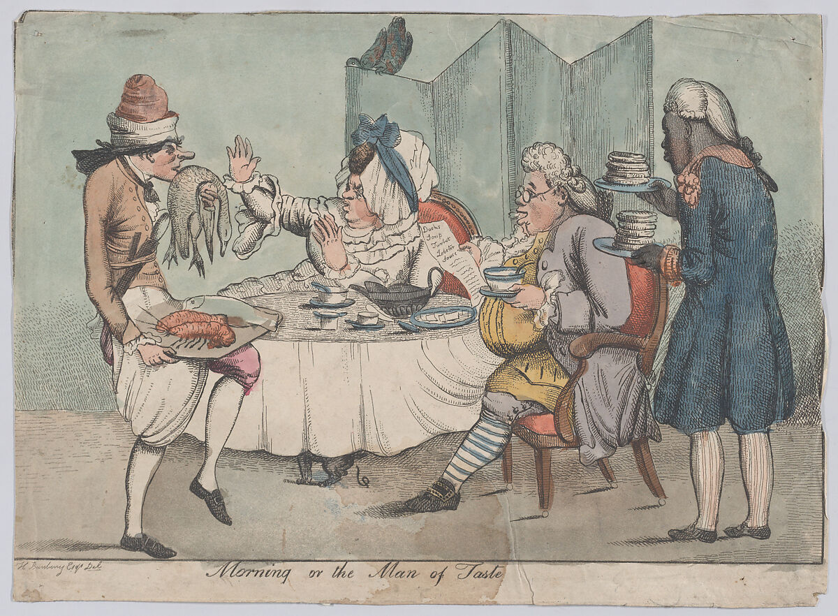 Morning, or, the Man of Taste, After Henry William Bunbury (British, Mildenhall, Suffolk 1750–1811 Keswick, Cumberland), Hand-colored etching 
