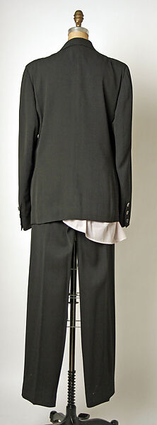 Suit, Ann Demeulemeester (Belgian, founded 1985), (a,c,d) synthetic fiber; (b) rayon, Belgian