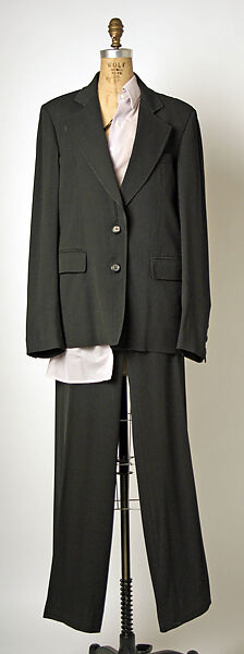 Suit, Ann Demeulemeester (Belgian, founded 1985), (a,c,d) synthetic fiber; (b) rayon, Belgian