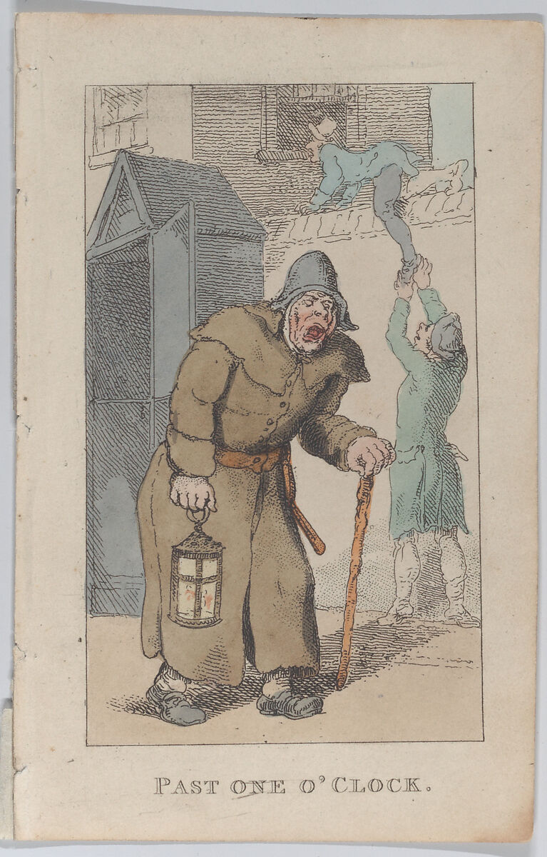 Past One O'Clock, Thomas Rowlandson (British, London 1757–1827 London), Hand-colored etching