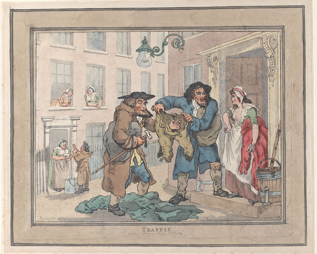 Traffic, Thomas Rowlandson (British, London 1757–1827 London), Hand-colored etching with aquatint 