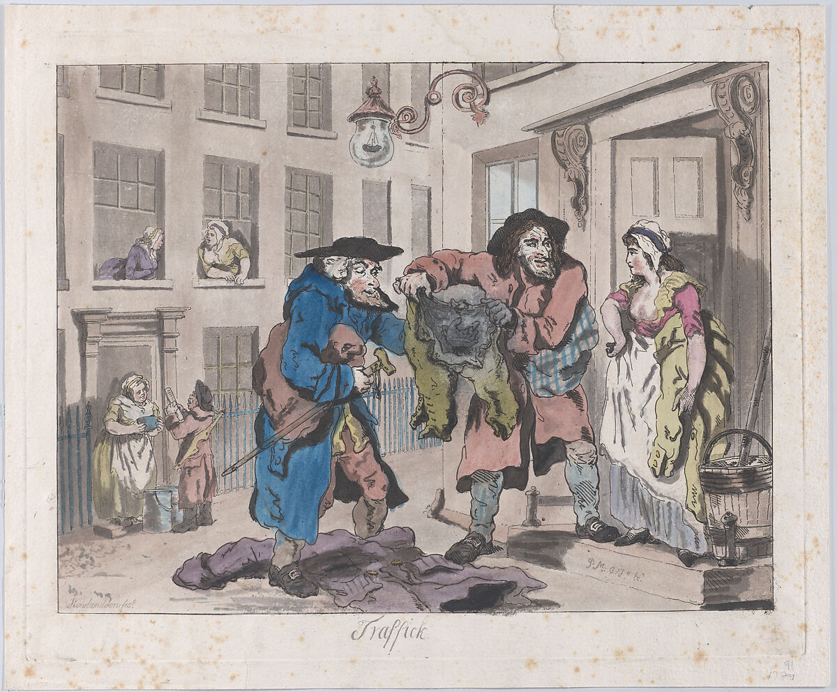 Traffic, Thomas Rowlandson (British, London 1757–1827 London), Hand-colored etching with aquatint 