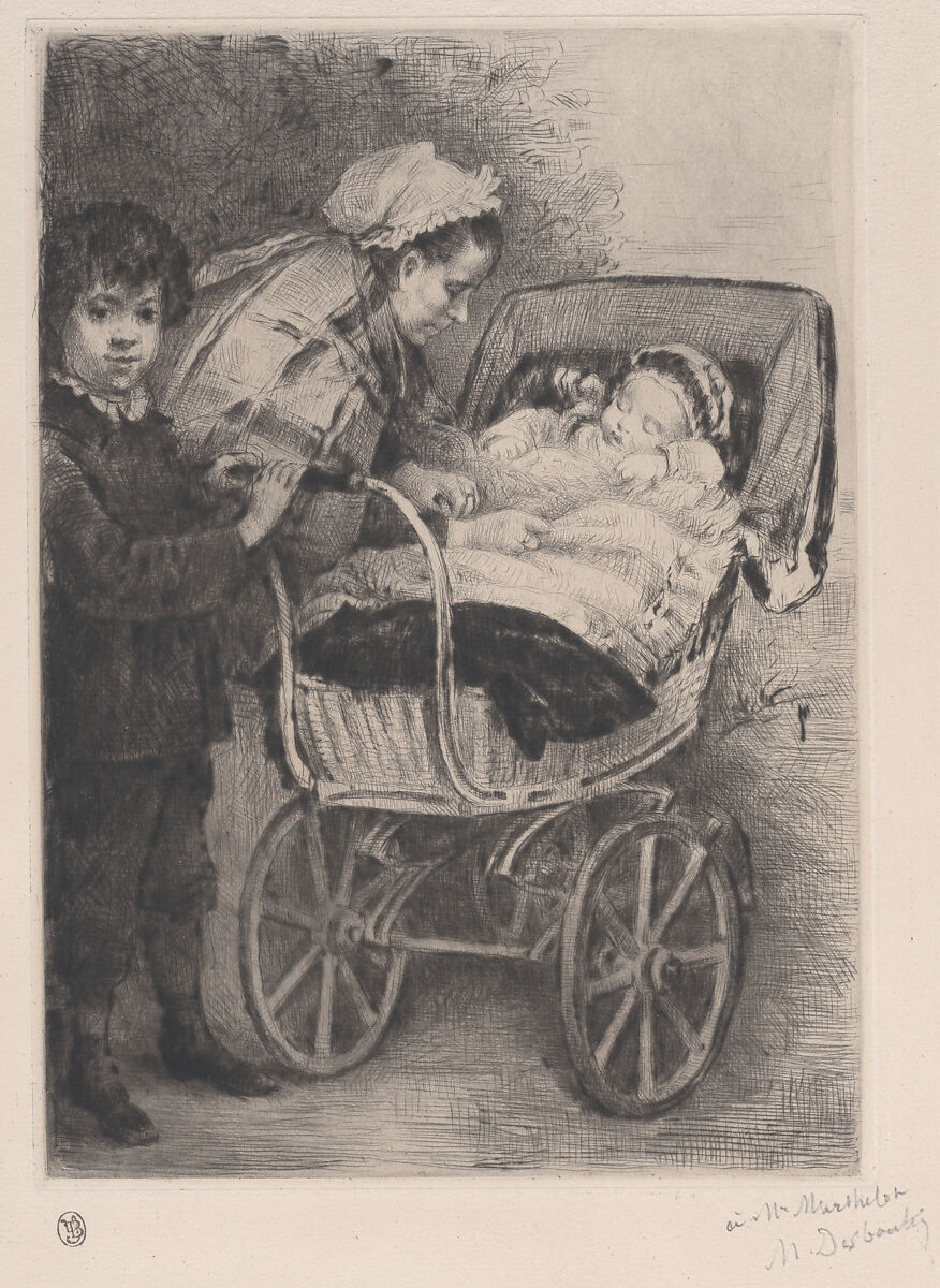 La Sortie de bébé, Marcellin Desboutin  French, Drypoint; second state of two