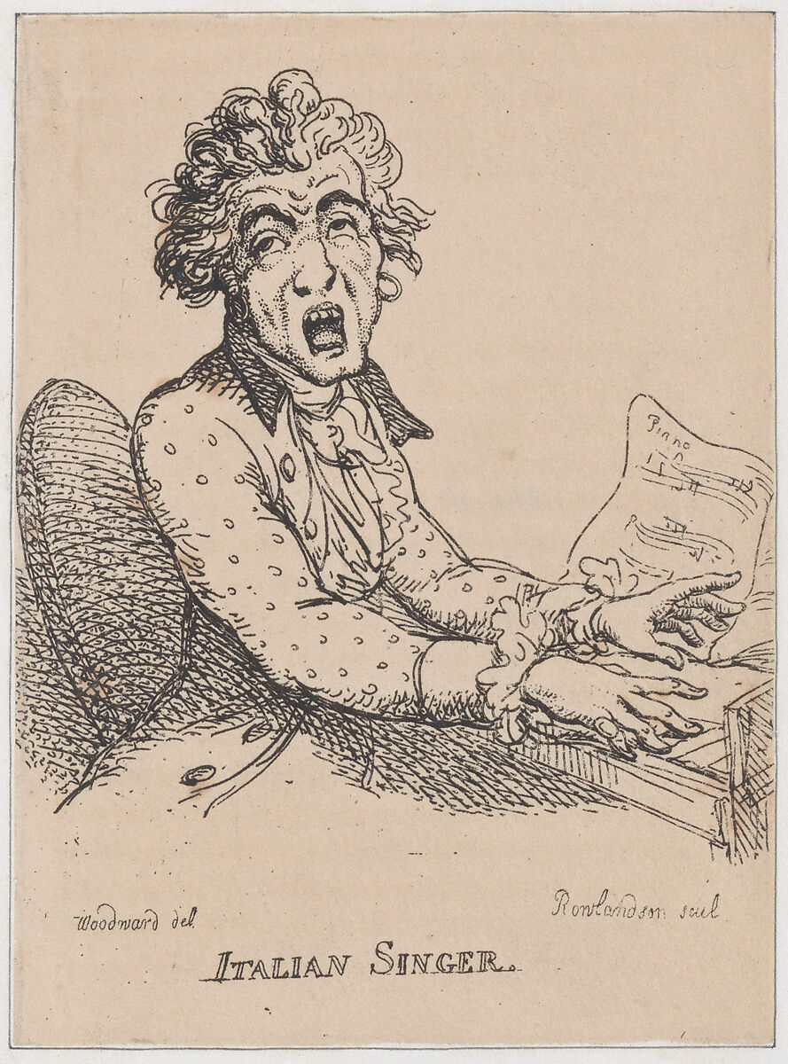 Italian Singer, Thomas Rowlandson (British, London 1757–1827 London), Etching 
