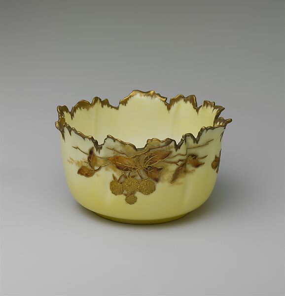 Bowl, Clara Chipman Newton (1848–1936), Porcelain, overglaze enamel decoration and raised gold paste decoration, American 