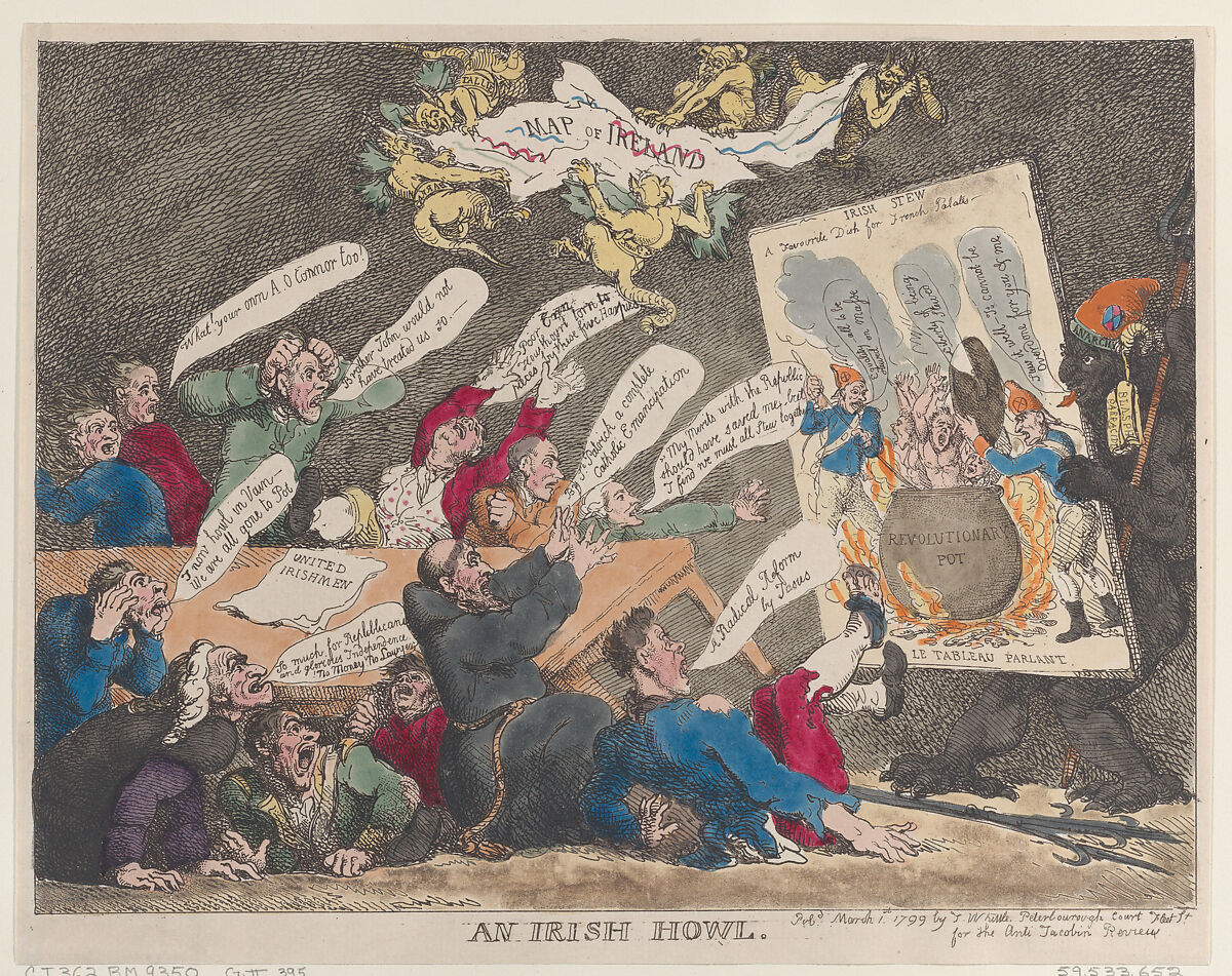 An Irish Howl, Thomas Rowlandson (British, London 1757–1827 London), Hand-colored etching 