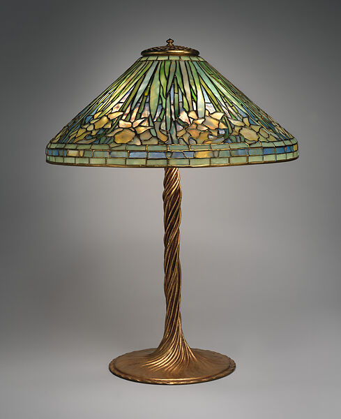 "Daffodil" lamp, Tiffany Studios (1902–32), Leaded opalescent glass and gilt bronze, American 