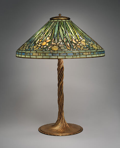 "Daffodil" lamp, Tiffany Studios (1902–32), Leaded opalescent glass and gilt bronze, American