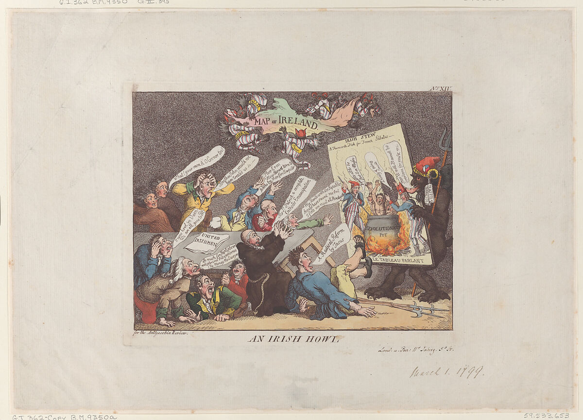 An Irish Howl, After Thomas Rowlandson (British, London 1757–1827 London), Hand-colored etching 