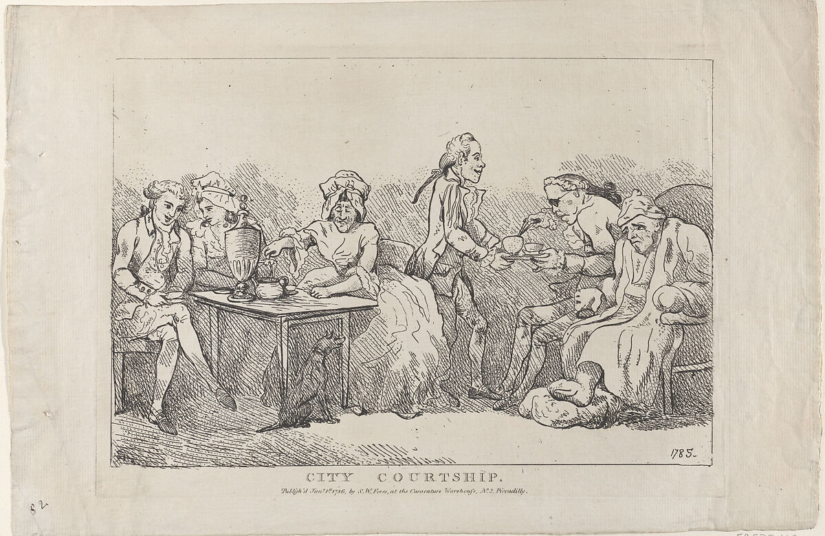 City Courtship, Imitator of Thomas Rowlandson (British, London 1757–1827 London), Etching 
