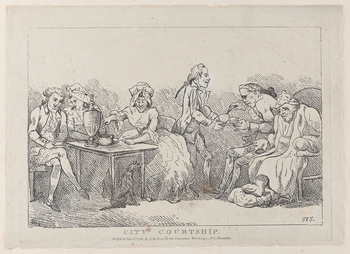 City Courtship, Imitator of Thomas Rowlandson (British, London 1757–1827 London), Etching 