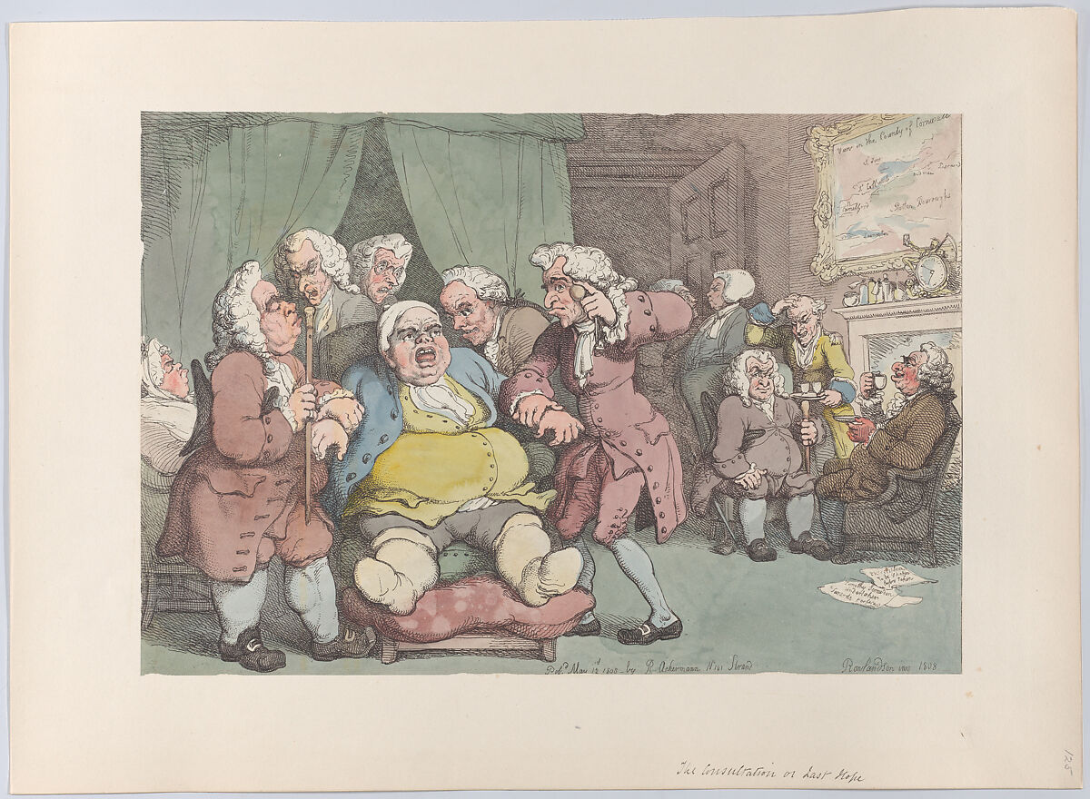 The Consultation, or Last Hope, Thomas Rowlandson (British, London 1757–1827 London), Hand-colored etching 