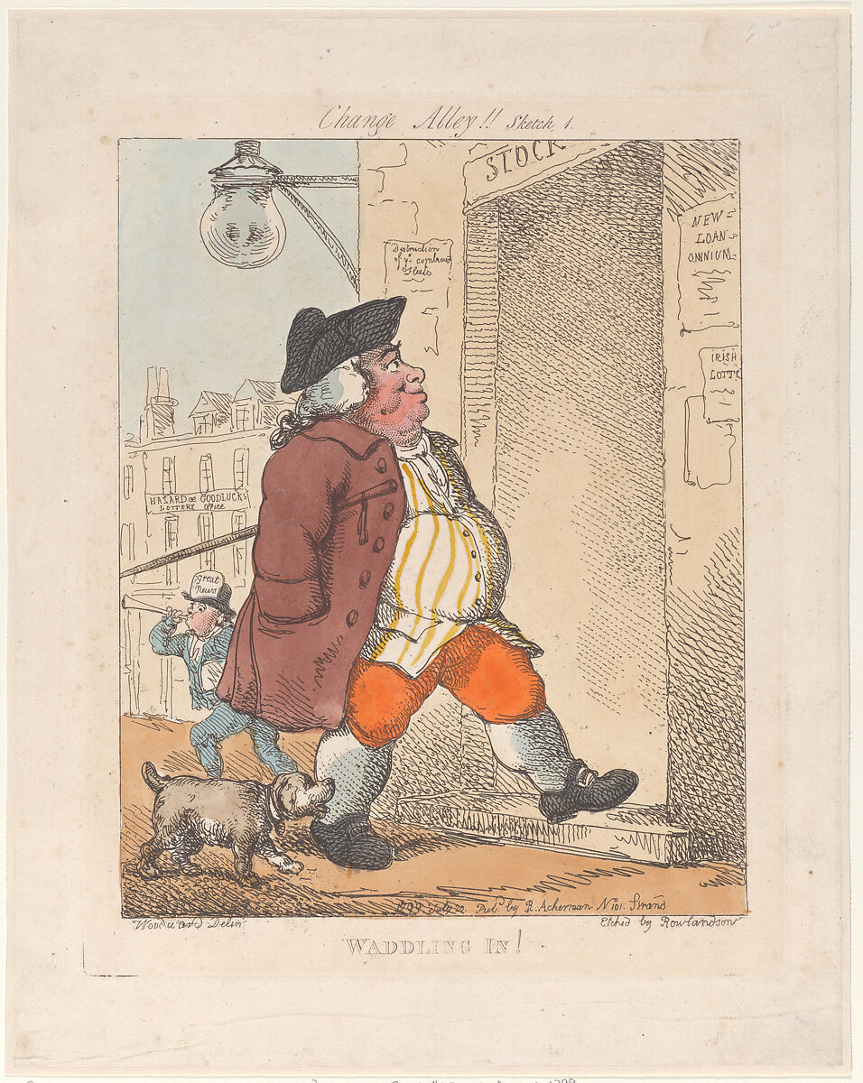 Waddling In!, Thomas Rowlandson (British, London 1757–1827 London), Hand-colored etching 