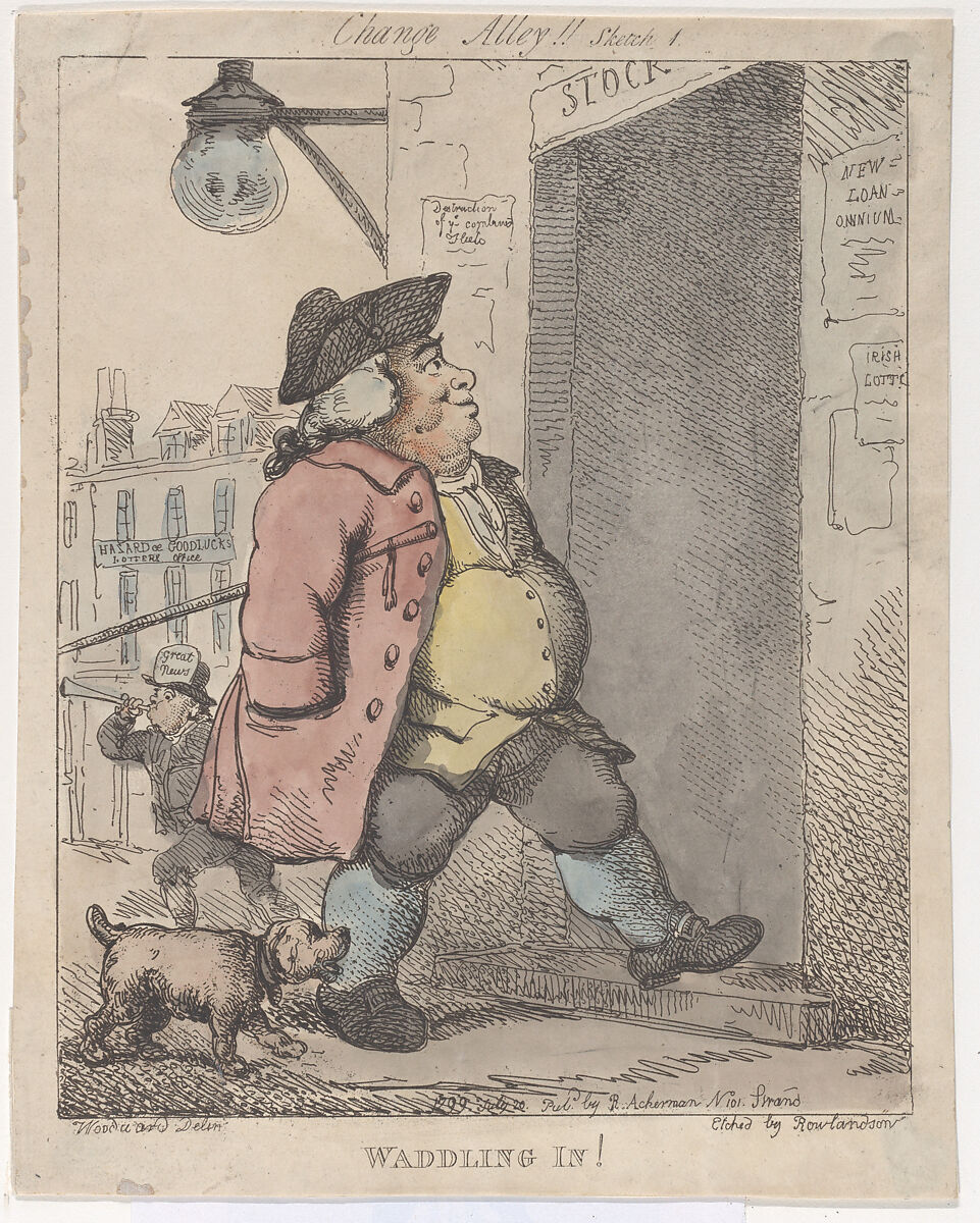 Waddling In!, Thomas Rowlandson (British, London 1757–1827 London), Hand-colored etching 