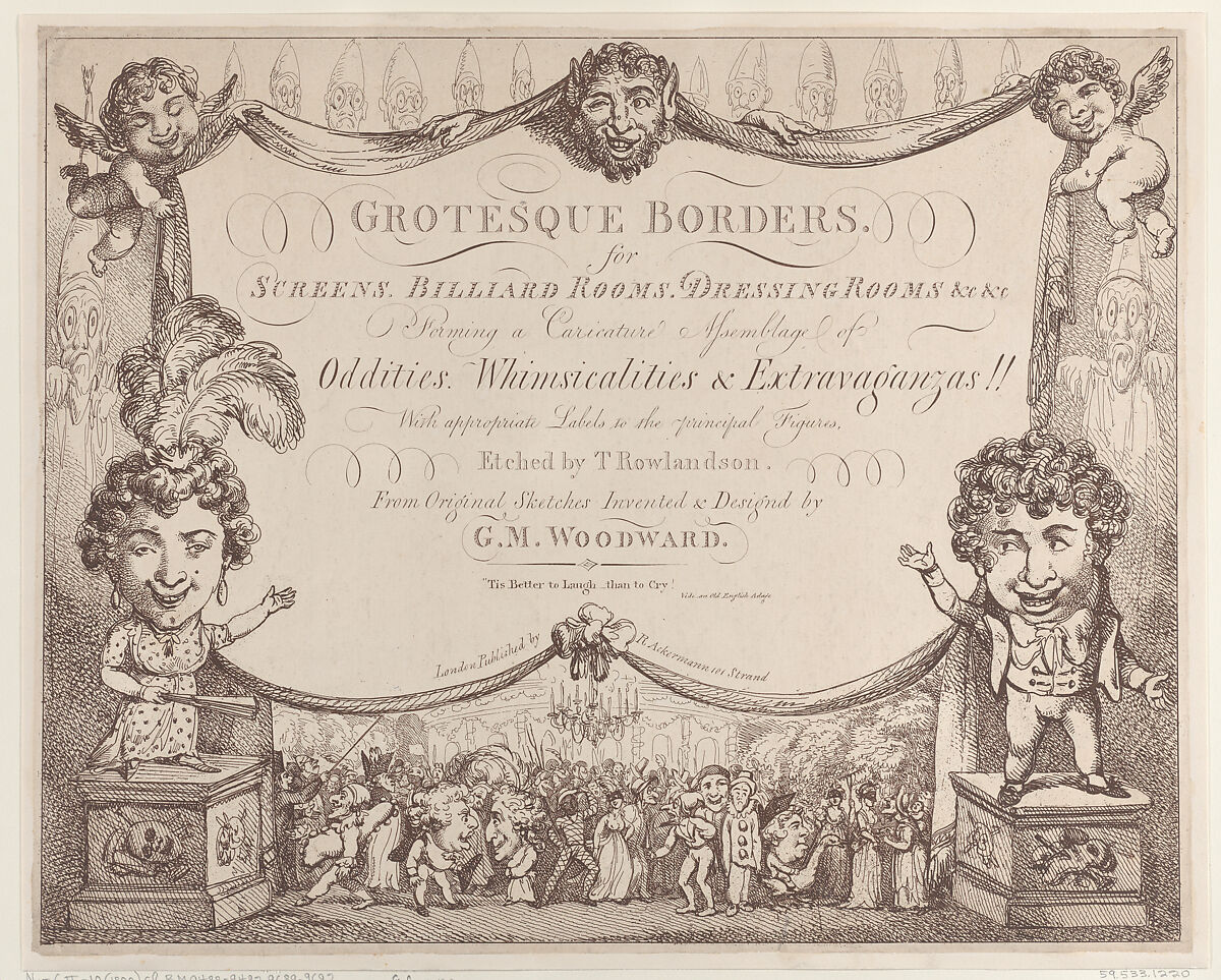 Grotesque Borders for Screens, Billiard Rooms, Dressing Rooms, &c &c, Thomas Rowlandson (British, London 1757–1827 London), Etching 