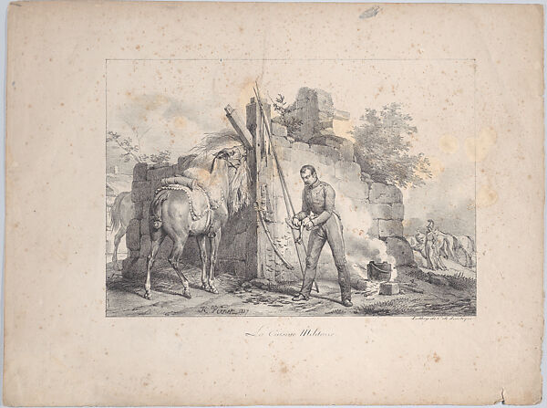 Military Cooking, Horace Vernet (French, Paris 1789–1863 Paris), Lithograph; only state 