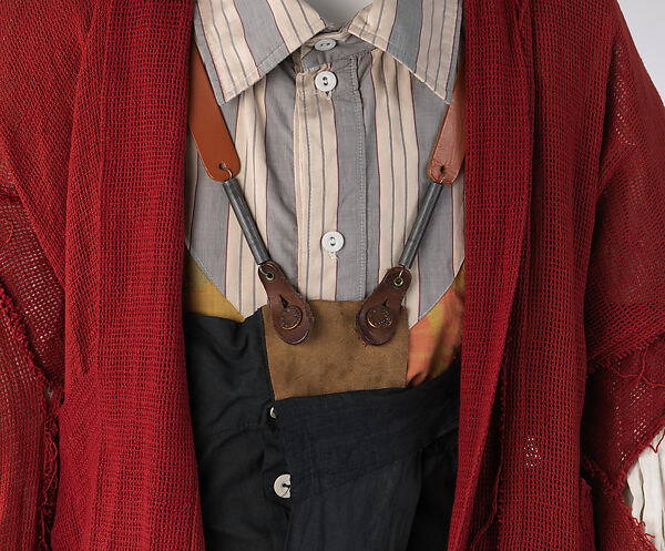 Ensemble, Vivienne Westwood (British, 1941–2022), (a) cotton; (b) cotton; (c) cotton, leather, metal, (d, e) leather, metal, British