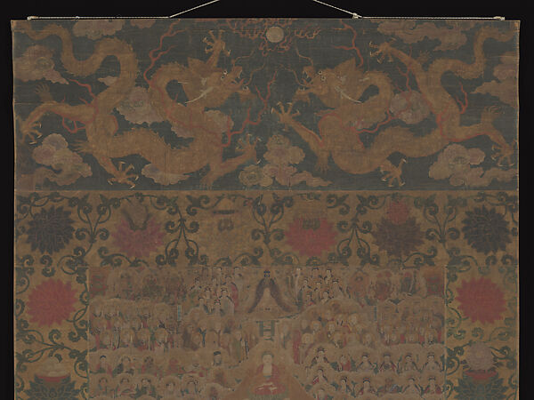 Thousand-Armed, Thousand-Eyed Guanyin, Zhou Bangzhang (Chinese, active early 17th century), Hanging scroll; ink and color on silk with painted border, China