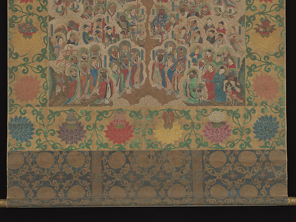 Thousand-Armed, Thousand-Eyed Guanyin, Zhou Bangzhang (Chinese, active early 17th century), Hanging scroll; ink and color on silk with painted border, China