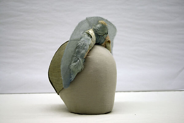 Wedding ensemble, Mainbocher (French and American, founded 1930), silk, leather, straw, coq feathers, French