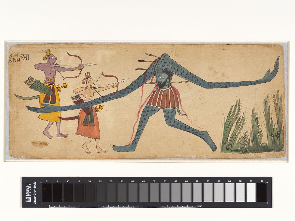 Double-sided folio from a Ramayana series, Opaque watercolor on paper, India, Himachal Pradesh, unidentified sub-school 