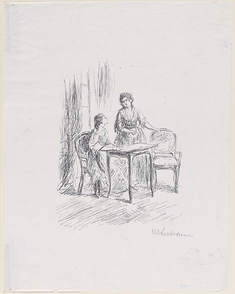 Hilarie and the Mother (Hilarie Und Die Mutter), from The Man of Fifty Years, After Max Liebermann (German, Berlin 1847–1935 Berlin), Line block; proof 
