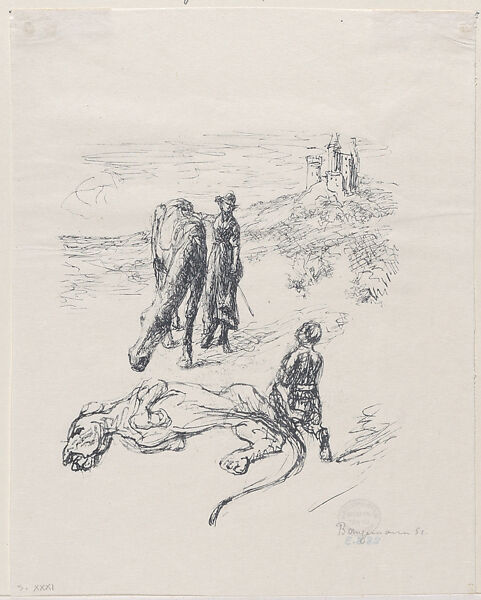 The Kneecap (Der Kniefall), from Novelle, After Max Liebermann (German, Berlin 1847–1935 Berlin), Line block; proof 