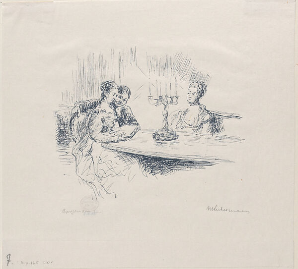 The Lion Lying Behind a Thick Tree Trunk (Der Hinter Einem Dicken Baumstamm Liegende Löwe), from Novelle, After Max Liebermann (German, Berlin 1847–1935 Berlin), Line block; proof