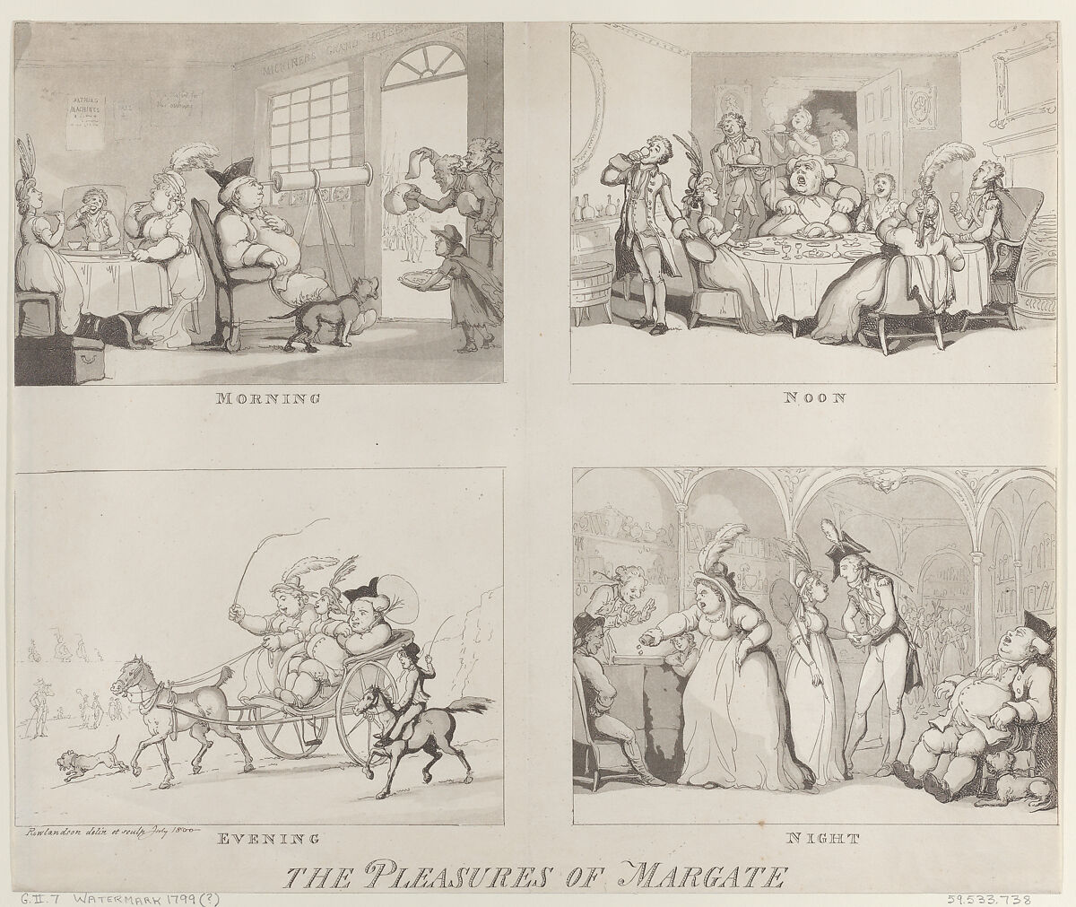 The Pleasures of Margate, Thomas Rowlandson (British, London 1757–1827 London), Etching and aquatint 