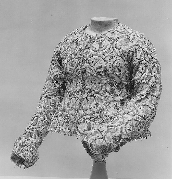 Waistcoat, linen, silk, metal, British