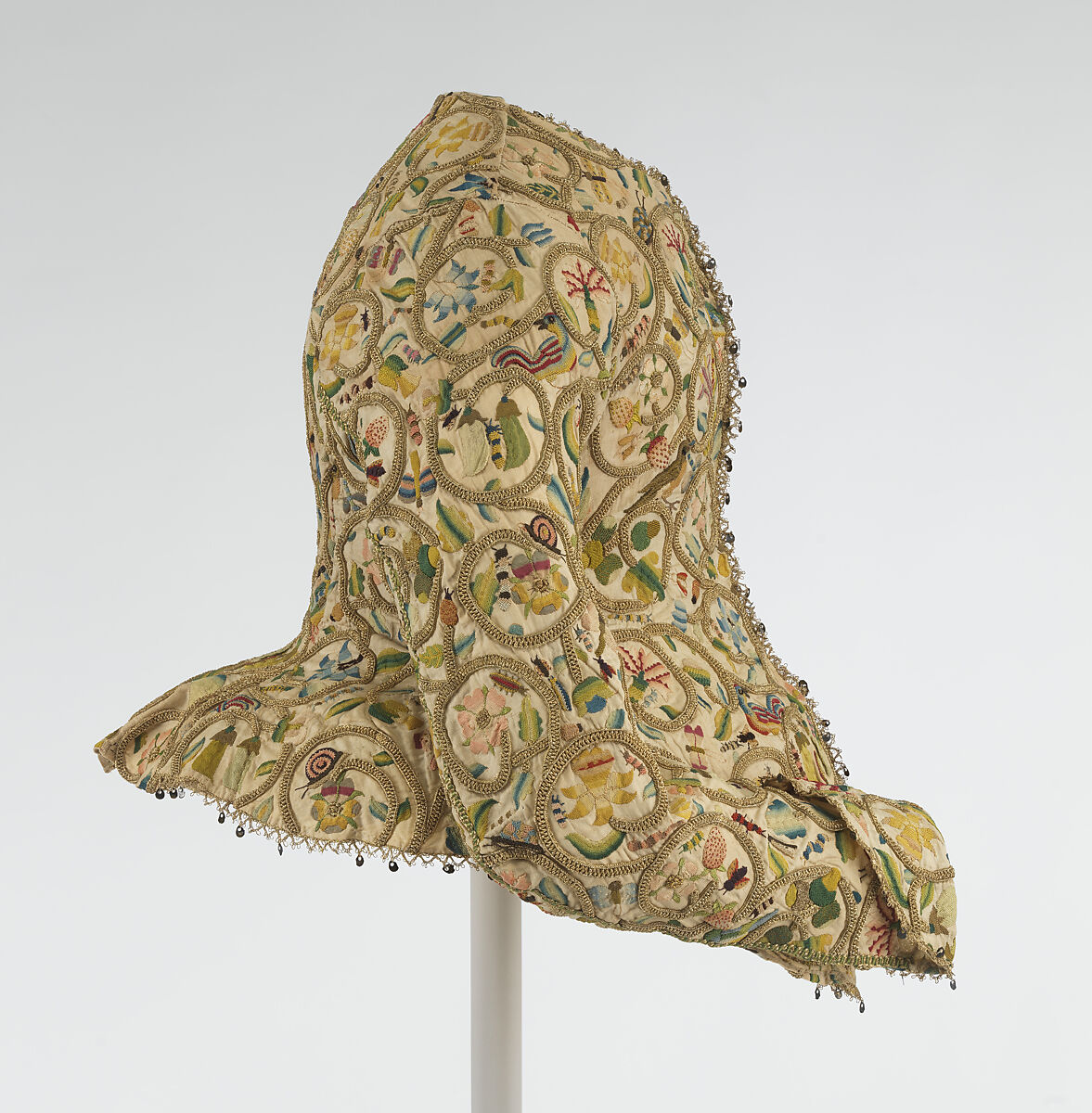 Waistcoat, linen, silk, metal, British