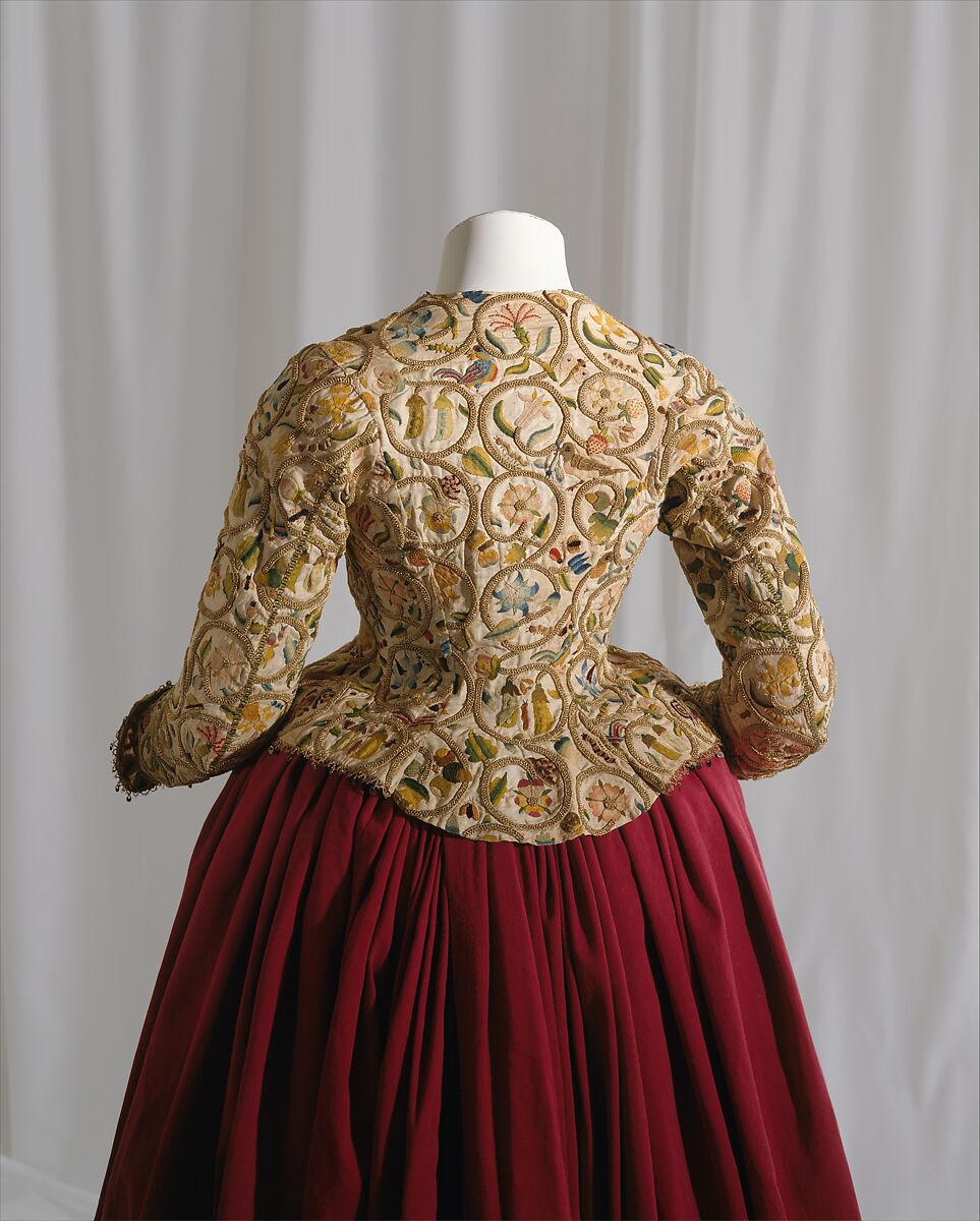 Waistcoat, linen, silk, metal, British