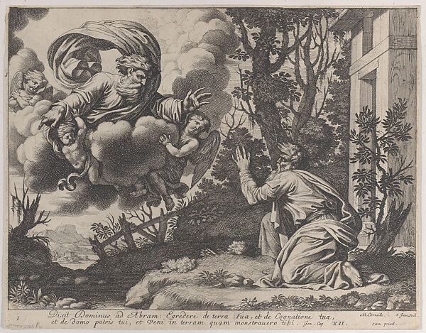 God appearing to Abraham, Michel Corneille the Younger (French, Paris 1642–1708 Paris), Etching 