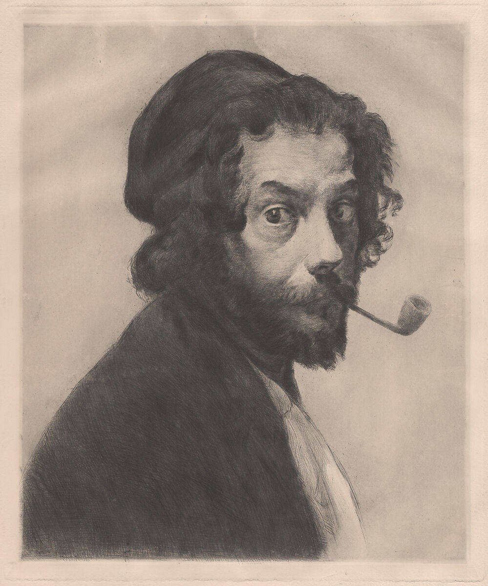 L'Homme à la pipe, Marcellin Desboutin (French, Cérilly 1823–1902 Nice), Etching, drypoint, and roulette 