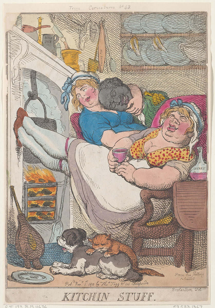 Kitchin Stuff, Thomas Rowlandson (British, London 1757–1827 London), Hand-colored etching 