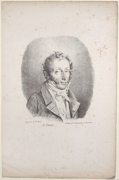 Lithograph of the artist's father, Carle Vernet, Horace Vernet (French, Paris 1789–1863 Paris), Lithograph; first state of two 