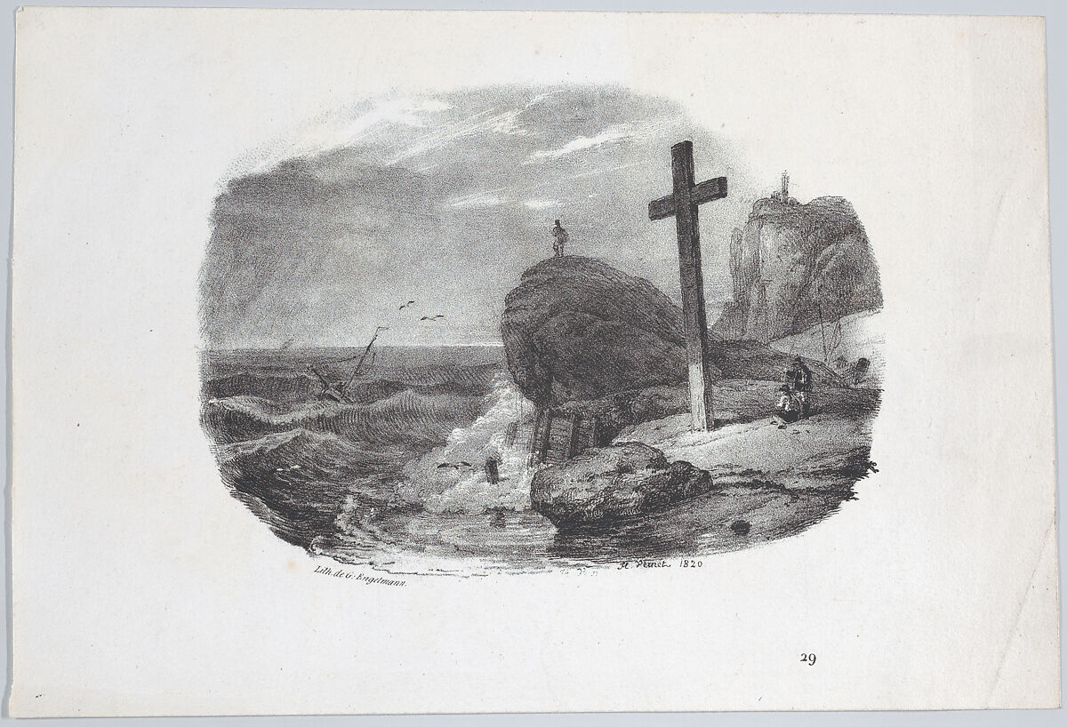 Cliff of Fécamp, Horace Vernet (French, Paris 1789–1863 Paris), Lithograph; only state 