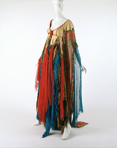 Dress, Giorgio di Sant&#39;Angelo (American, born Italy, 1933–1989), synthetic fiber, suede, cotton, feathers, glass, shell, stone, plastic, American 