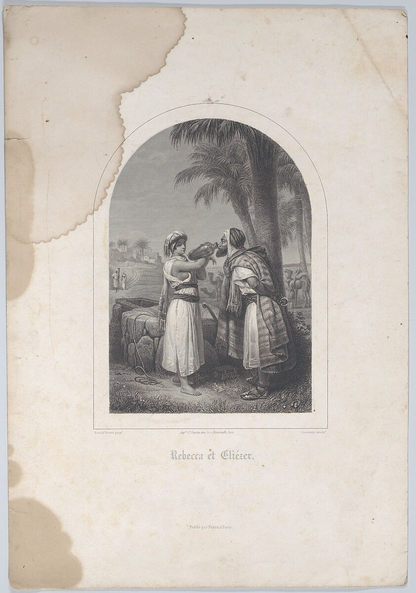 Rebecca and Eliezer, After Horace Vernet (French, Paris 1789–1863 Paris), Engraving 