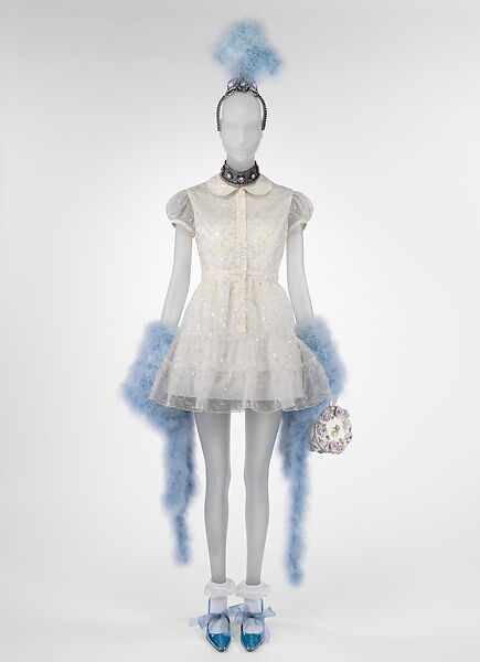 Anna Sui (American, born 1955), synthetic fiber, cotton, plastic, feathers, metal, American